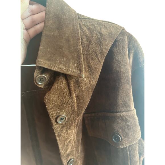 Vintage Lauren Ralph Lauren Brown Suede Leather Short Jacket Large - Picture 4 of 8